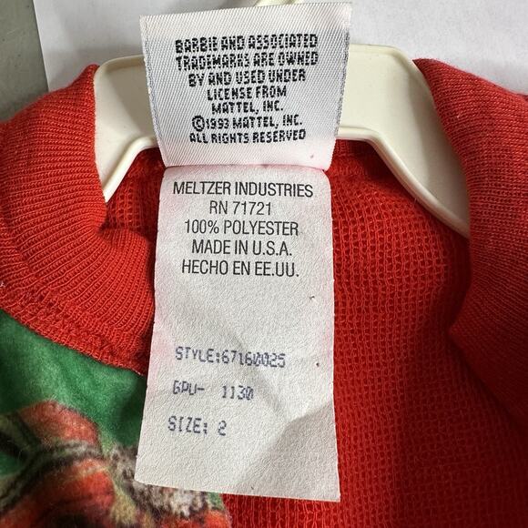 Barbie Toddler Girls VINTAGE 1993 Holiday Pajama Zip up Sleeper Size 2 New w Tag - Picture 9 of 9